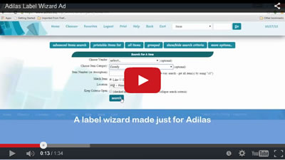 Click to view a 1.5 minute ad for the Adilas Label Wizard.