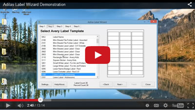 Click to view a 13 minute product demonstration of the Adilas Label Wizard in action.