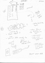 click to enlarge - photo by: Brandon Moore - Meeting with Bryan - small drawings of where we are headed. Ideas for fracture or adilas lite. 1 of 4 pages.