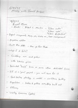 click to enlarge - photo by: Brandon Moore - Notes from meeting with Russell. Page 1 of 3. Lots of good stuff on stability, consistency, and expectations.