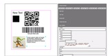 click to enlarge - photo by: Brandon Moore - This screenshot is showing a fake label with all kinds of different elements. text boxes, squares or boxes, QR codes, images, barcodes, etc. Each canvas or label element has its own controller type interface on the right side.