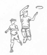 click to enlarge - photo by: Brandon Moore - Mock-up drawing of Tanner playing frisbee.