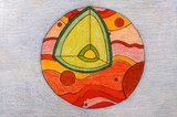 click to enlarge - photo by: Brandon Moore - Original artwork done by Abby Elkins in colored pencils. This is a world with a core shot or layers of a world.