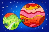 click to enlarge - photo by: Brandon Moore - Original artwork done by Abby Elkins. She than ran it through AI to enhance the colors. This is a world with a location within that world.