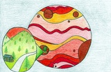 click to enlarge - photo by: Brandon Moore - Original artwork done by Abby Elkins in colored pencils. This is a world with a location within that world.