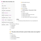 click to enlarge - photo by: Brandon Moore - A few AI gems sent to me by Abby. Page 1 of 14. Data assembly line concepts, world building, and the place where all broken system finally make sense together.