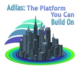 click to enlarge - photo by: Brandon Moore - Adilas Value Add-On Core Graphic by Abby Elkins. Imagine a floating city, where each building is a different business vertical. The city is built on the adilas transactional core and other value add-on core pieces. Dark mode - just for fun!