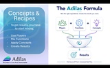 click to enlarge - photo by: Brandon Moore - Adilas Mini Pitch - Slide 5 - Concepts & Recipes - The adilas formula - Industry specific recipe maps, use players, mix functions, apply concepts, create results. To get results, you have to start mixing.