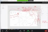click to enlarge - photo by: Brandon Moore - This was a drawing done by Russell as Chuck, Russell, and I were talking about business models and what we would like to do/have/become. The little drawing at the top is like a floating city on a platform with an engine. The other pieces feed in.