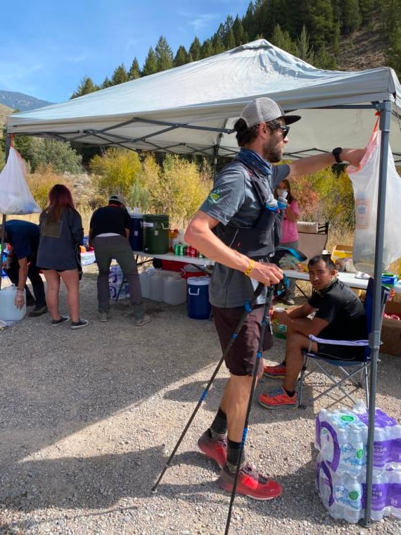 click to enlarge - photo by: Bear 100 Runner Support - Andy moving through 6th aid station