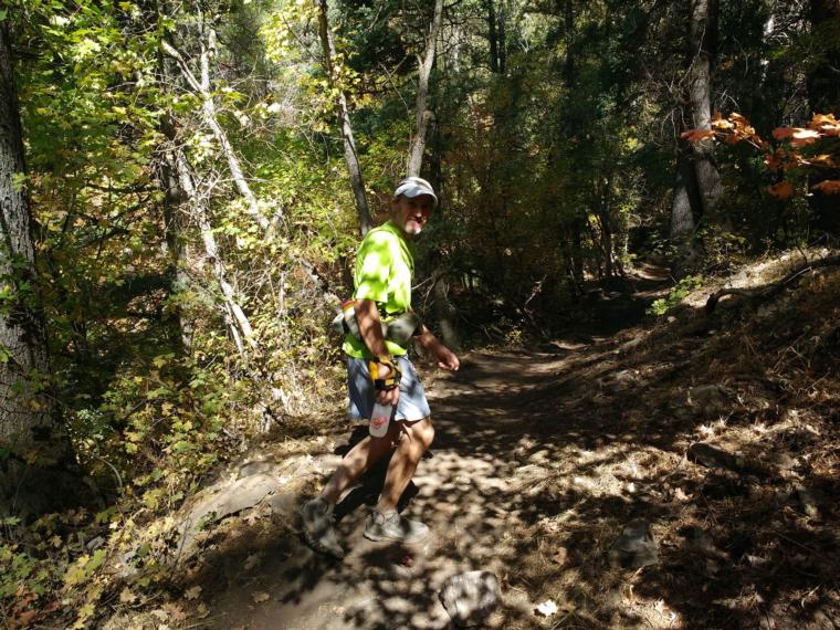 click to enlarge - photo by: Bear 100 Runner Support - Into the shadows. 2018 Bear 100. Richard's Hallow.