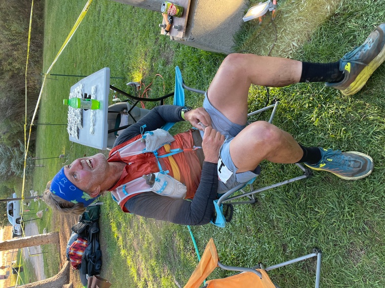 click to enlarge - photo by: Bear 100 Runner Support - Smiling at the finish!