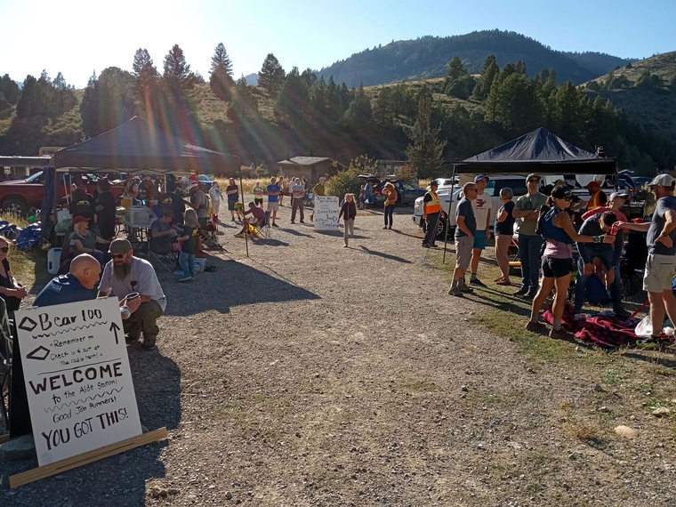 click to enlarge - photo by: Brandon Moore - Runners and crew hanging out at Temple Fork aid station. Good vibes!