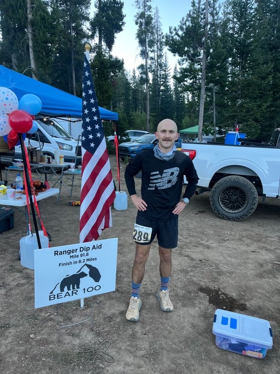 click to enlarge - photo by: Bear 100 Runner Support - Ranger ready to take that last stretch to the lake dip