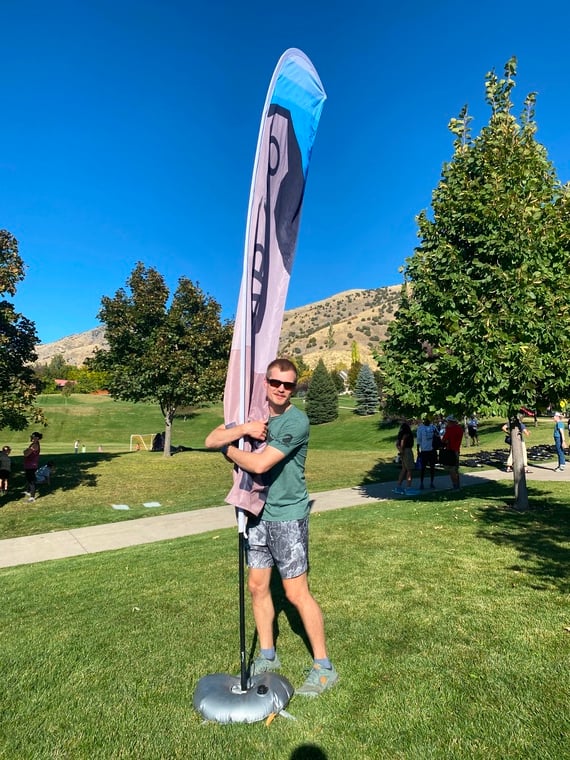 click to enlarge - photo by: Bear 100 Runner Support - Jackson goofing at check-in on Thursday night.