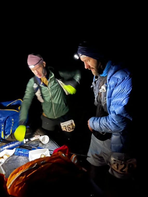 click to enlarge - photo by: Bear 100 Runner Support - Prepping for cold at Franklin Basin